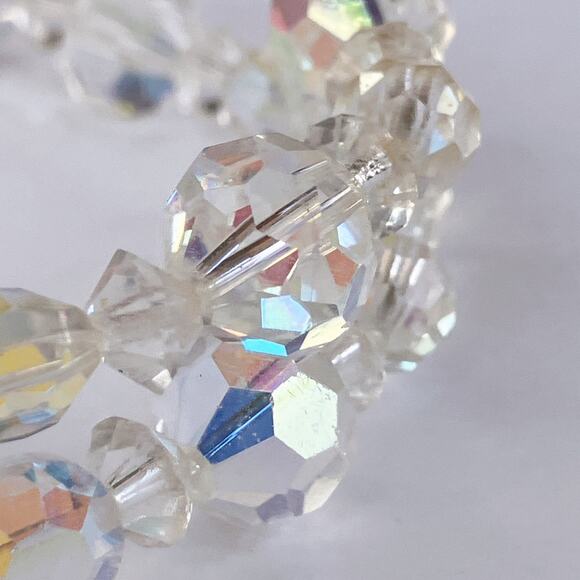 VTG Mid Century AB Crystal Double Strand Bracelet with Filigree Clasp 1950s - Picture 4 of 12